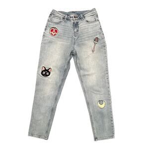 Hot Topic Sailor Moon Icons Embroidered Mom Jeans Size 5